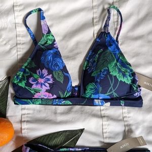 J. Crew Retro Floral Plunge Bikini Top XS